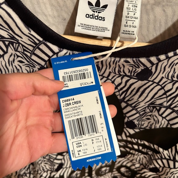 NWT ADIDAS Originals zebra pullover Sz. large - Picture 4 of 4
